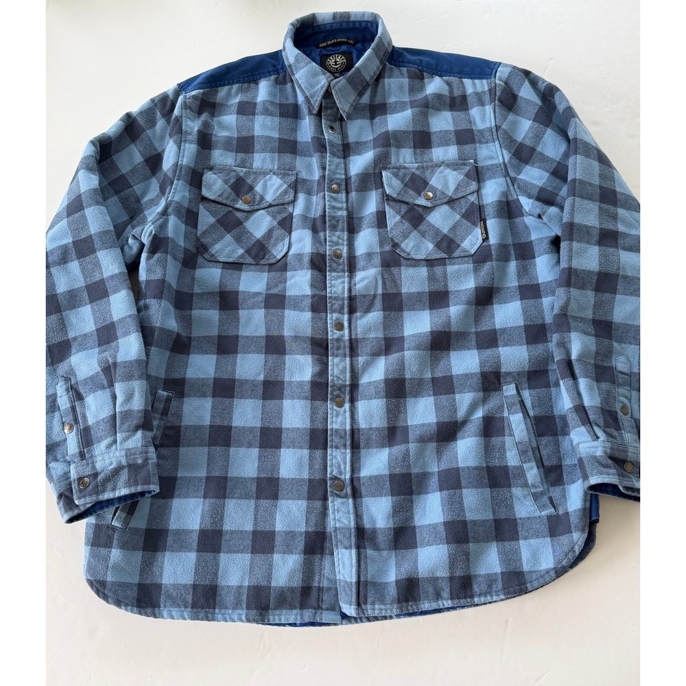Levitate Blue Buffalo Plaid Quilted Lined Flannel Snap Front Shirt Jacket XXL